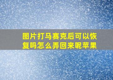 图片打马赛克后可以恢复吗怎么弄回来呢苹果