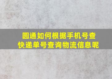 圆通如何根据手机号查快递单号查询物流信息呢