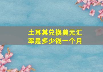 土耳其兑换美元汇率是多少钱一个月