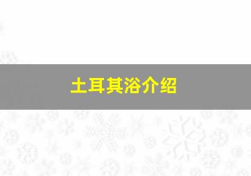 土耳其浴介绍