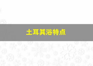 土耳其浴特点