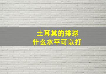 土耳其的排球什么水平可以打