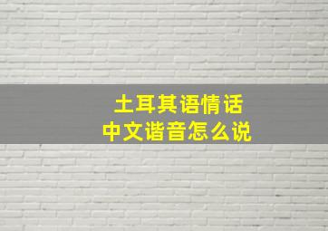 土耳其语情话中文谐音怎么说