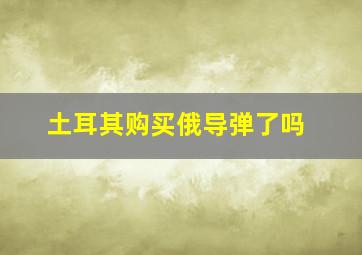 土耳其购买俄导弹了吗