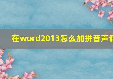 在word2013怎么加拼音声调