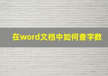 在word文档中如何查字数