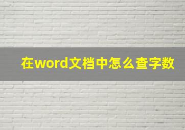 在word文档中怎么查字数