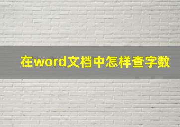 在word文档中怎样查字数