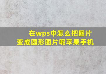 在wps中怎么把图片变成圆形图片呢苹果手机