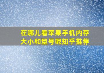 在哪儿看苹果手机内存大小和型号呢知乎推荐