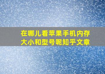 在哪儿看苹果手机内存大小和型号呢知乎文章