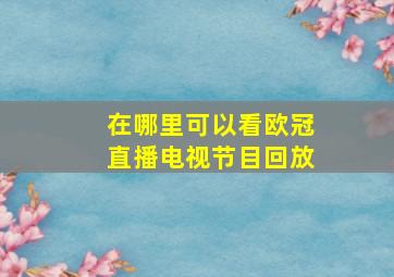 在哪里可以看欧冠直播电视节目回放