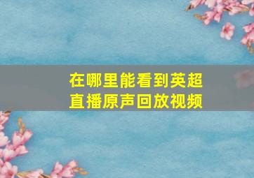 在哪里能看到英超直播原声回放视频