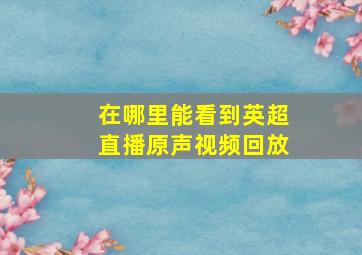 在哪里能看到英超直播原声视频回放