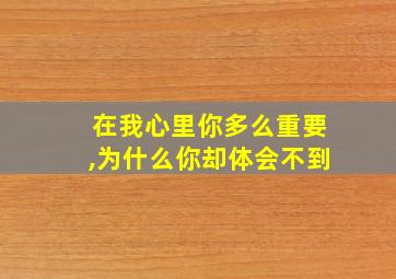 在我心里你多么重要,为什么你却体会不到