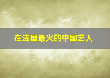 在法国最火的中国艺人