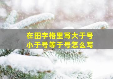 在田字格里写大于号小于号等于号怎么写