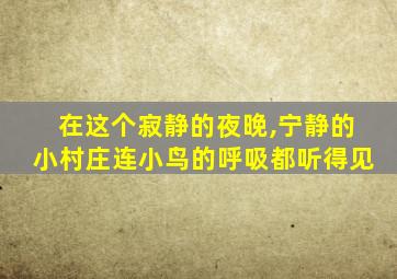 在这个寂静的夜晚,宁静的小村庄连小鸟的呼吸都听得见