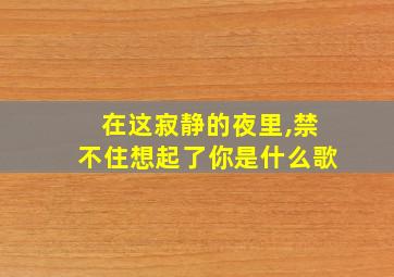 在这寂静的夜里,禁不住想起了你是什么歌