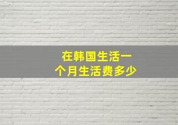 在韩国生活一个月生活费多少