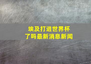 埃及打进世界杯了吗最新消息新闻