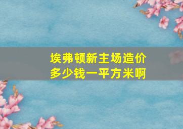 埃弗顿新主场造价多少钱一平方米啊