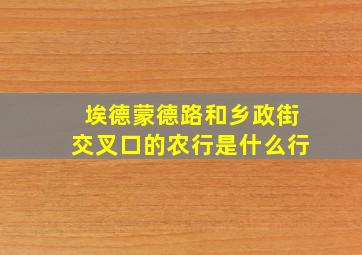 埃德蒙德路和乡政街交叉口的农行是什么行