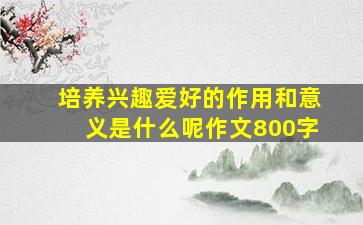 培养兴趣爱好的作用和意义是什么呢作文800字