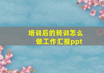 培训后的转训怎么做工作汇报ppt