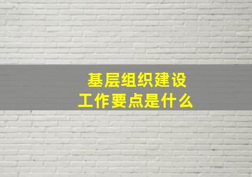 基层组织建设工作要点是什么