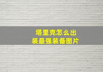 塔里克怎么出装最强装备图片