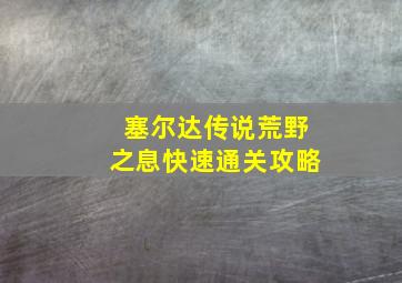 塞尔达传说荒野之息快速通关攻略