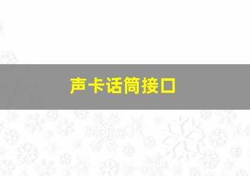 声卡话筒接口