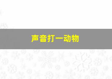 声音打一动物