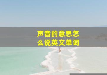 声音的意思怎么说英文单词