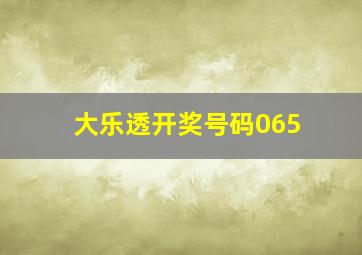 大乐透开奖号码065