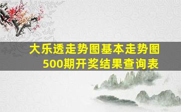 大乐透走势图基本走势图500期开奖结果查询表