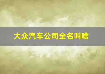 大众汽车公司全名叫啥