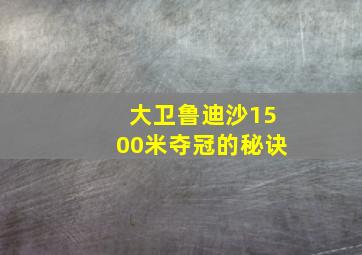 大卫鲁迪沙1500米夺冠的秘诀