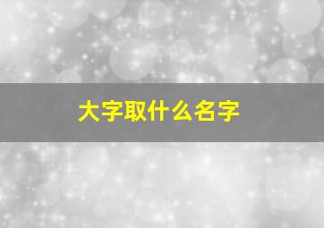 大字取什么名字