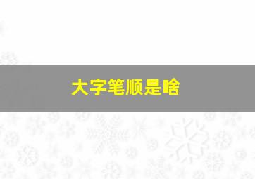 大字笔顺是啥