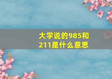 大学说的985和211是什么意思