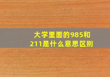 大学里面的985和211是什么意思区别