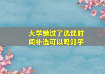 大学错过了选课时间补选可以吗知乎