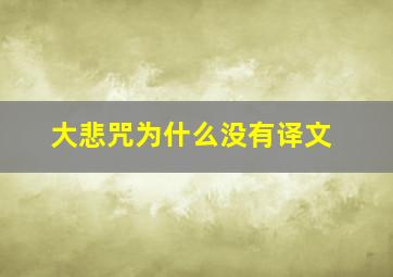 大悲咒为什么没有译文