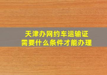 天津办网约车运输证需要什么条件才能办理