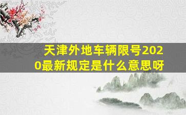 天津外地车辆限号2020最新规定是什么意思呀