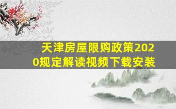 天津房屋限购政策2020规定解读视频下载安装