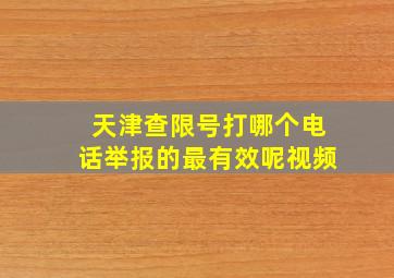 天津查限号打哪个电话举报的最有效呢视频