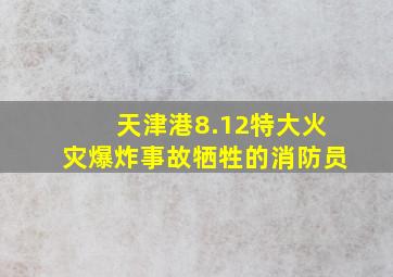 天津港8.12特大火灾爆炸事故牺牲的消防员